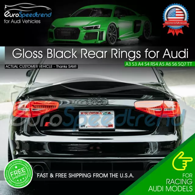 AUDI Rings Gloss Black Rear Trunk Lid Badge Logo Emblem for A1 A3 A4 S4 A5 S6 A6 3