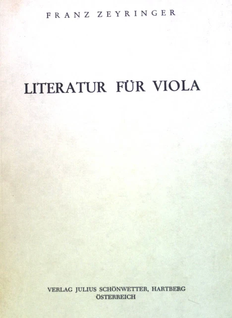 Literatur für Viola. Zeyringer, Franz: