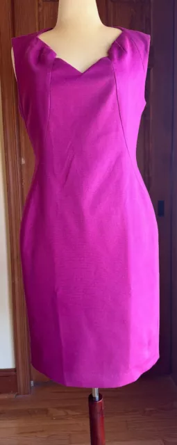Tahari Magenta Sleeveless Sheath Dress, Polyester Blend, Sz 12