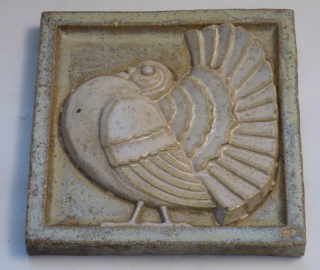 ° Most Rarest Art Nouveau Deco Tile french DESVRES Peacock Dove Facade Tile 3