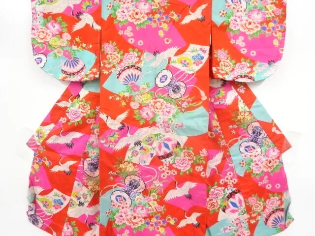 20007# Japanese Kimono / Antique Kimono For Girls / Crane & Mari Ball