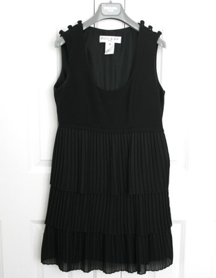 PAUL & JOE black tiered a-line pleated short babydoll mini dress 38-French 6-US