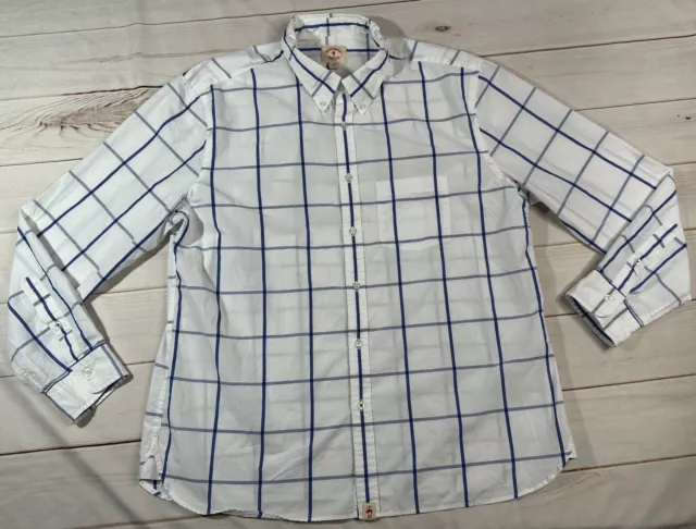 NWT Brooks Brothers Mens Shirt White/Blue XXL Plaid Button Up Long Sleeve