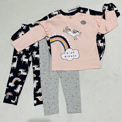 Pacchetto outfit George unicorno e arcobaleni per ragazze 2-3 anni - Nuovo con etichette