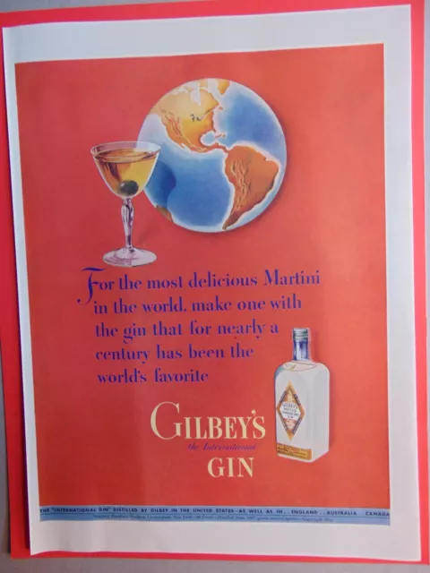 1943 Gilbey's Gin for a most Delicious Martini vintage art print ad