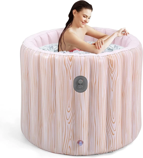 INFLATABLE BATHTUB ICE Bath Woodgrain Spa Inflatable Hot & Cool Pool 29 ...