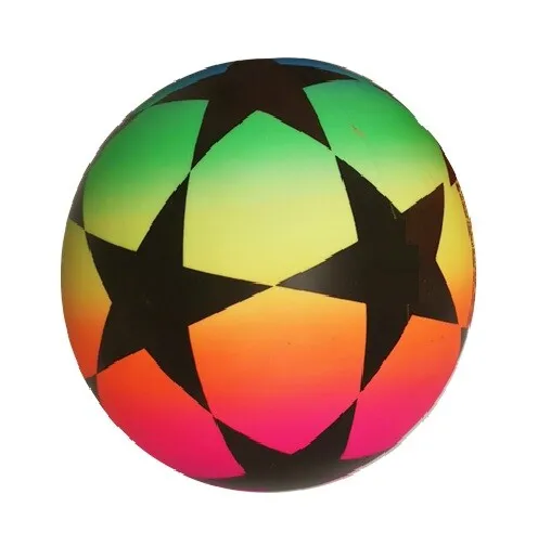 9" Inflatable Stars Neon Rainbow Football PVC Sports Soccer Beach Ball Kids Toy 3