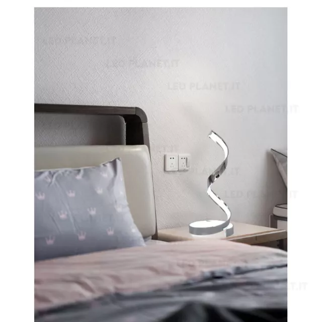 Lampada SCRIVANIA curva moderna luce tavolo ufficio comodino lume LED 12w 230v