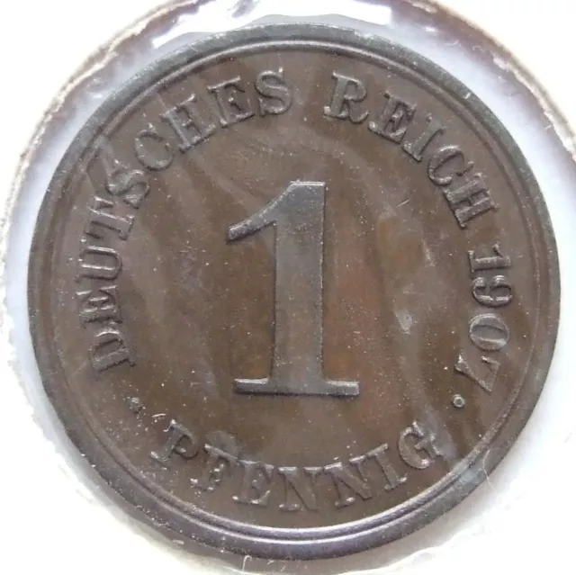 Moneta Reich Tedesco Impero Tedesco 1 Pfennig 1907 E IN Extremely fine