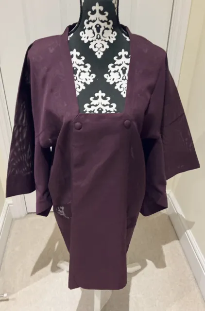 Cappotto/giacca giapponese viola intenso See-Thru Ro taglio kimono michiyuke anni '60 MED