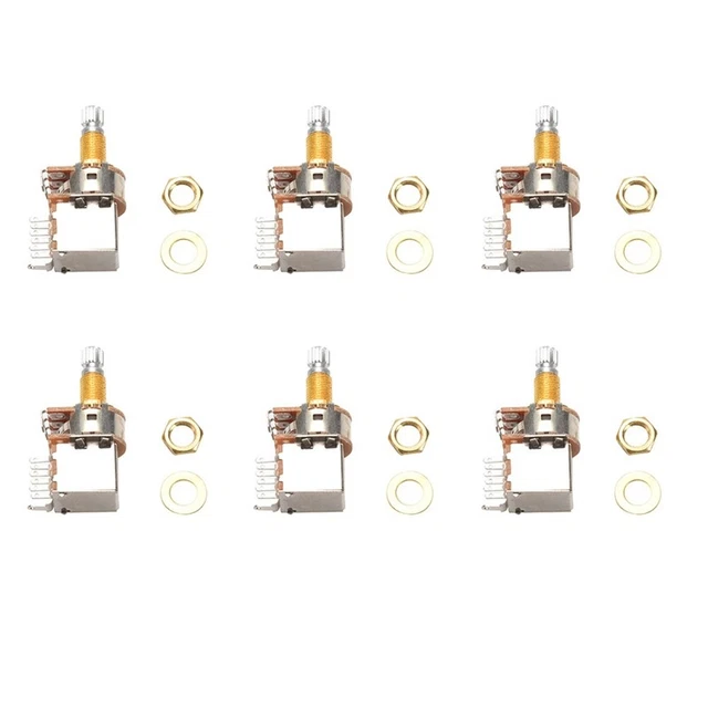 6Xplined Dpdt Pot Shaft 25mm Electric Guitar Tone Volume Parts Guitar Parts A1K4