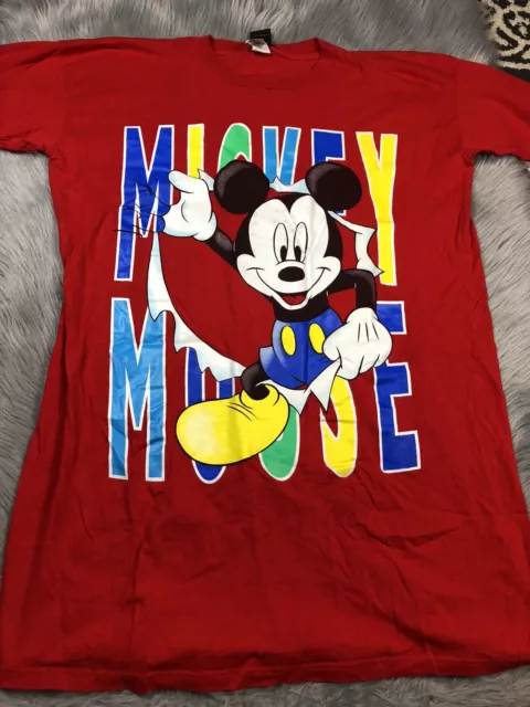 Vintage Mickey Unlimited Disney Red One Size Sleep Shirt Lounge Wear