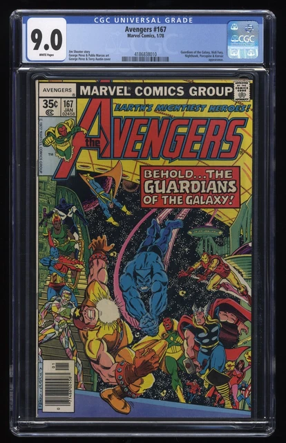 Avengers #167 CGC VF/NM 9.0 White Pages Guardians of the Galaxy! Marvel 1978