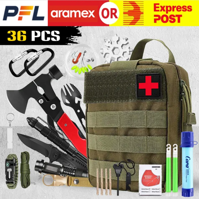 36 in 1 SOS Tool Emergency Survival Equipment Kit Tactical Camping Outdoor Tools