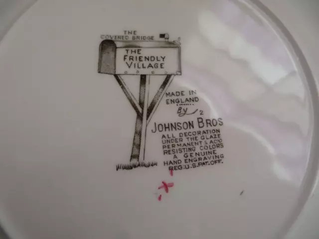 Johnson Bros The Friendly Village 6  Square Plates 7 1/2” "The Covered Bridge" 2