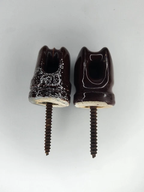 Vintage Porcelain Ceramic Insulator Brown Telephone Pole Wire Connector