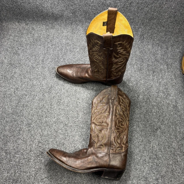 Boots Leather By Justin In Brown & Purple, Size: 10
