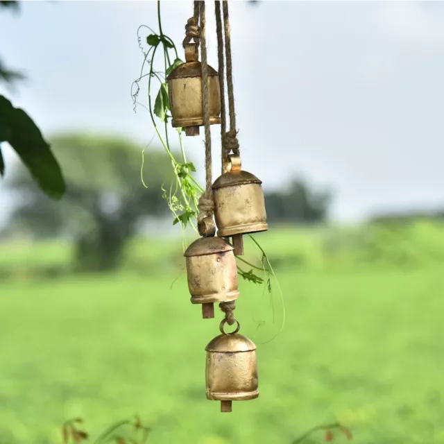 Rustic Iron Tin Metal Bells Hanging Wall Indian Style Decor hanging 36" Long