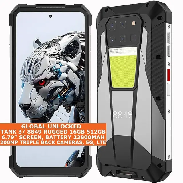8849 Tank 2 Rugged Smartphone, 22GB+256GB Unlocked Rugged Phone with  Projector, 6.79 4G Waterproof Cell Phone with Camping Light, 15500mAh 64MP  Night Vision Android 13 Phone Unlocked, OTG/NFC : Cell Phones & Accessories  