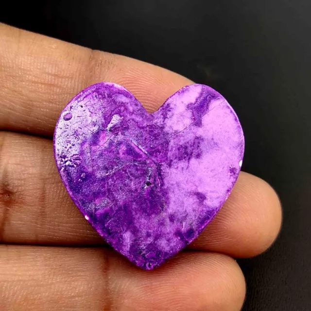 Purple Titanium Druzy Agate Cabochon Carved Heart Shape 30 mm Loose Gemstone 3