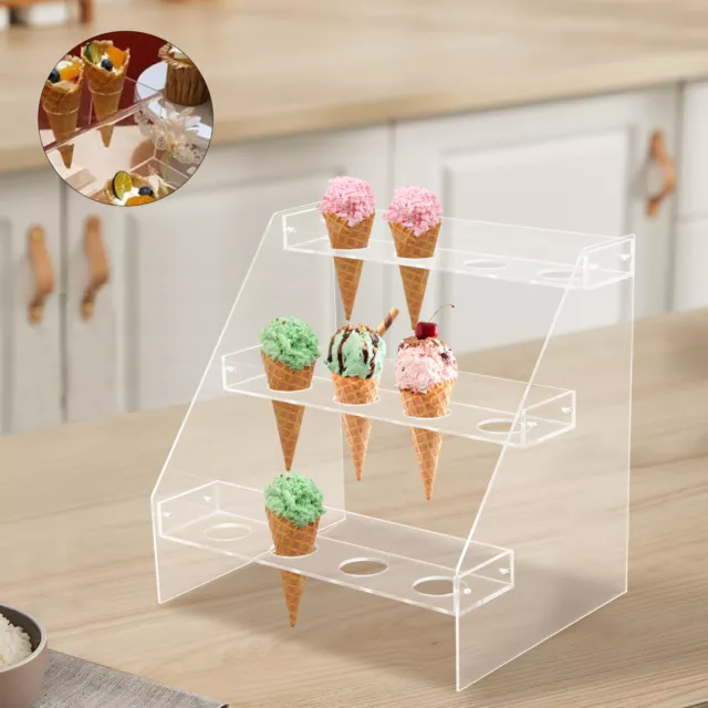 HOLES ICE Cream Cone Holders Acrylic Display Racks Party Cake Tray Stands PicClick