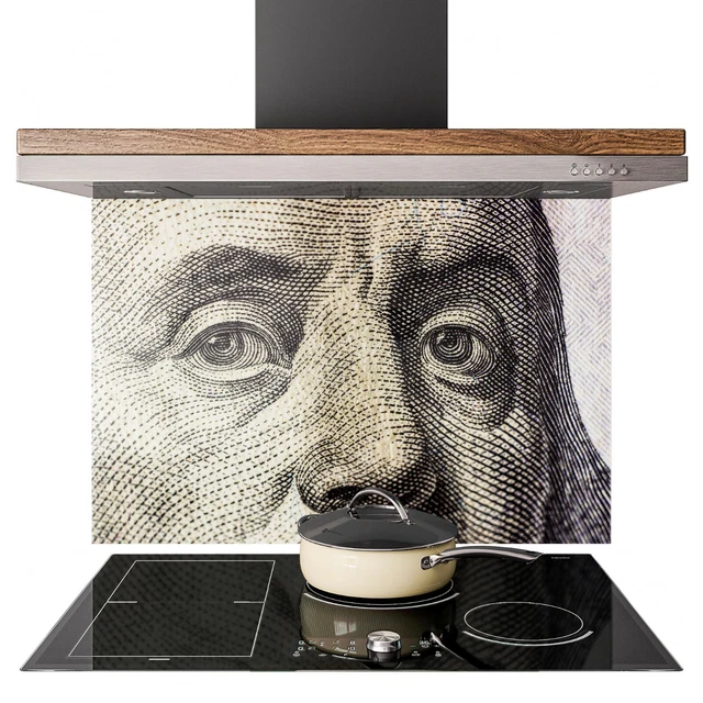 GLASS SPLASHBACK KITCHEN Tile Cooker Panel ANY SIZE US Dollar Bill ...
