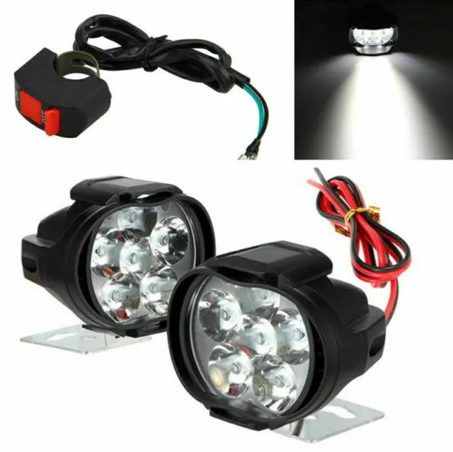 2x Motorrad Roller ATV LED Scheinwerfer Fahrlicht Assist Lampe mit Schalter L3Q9