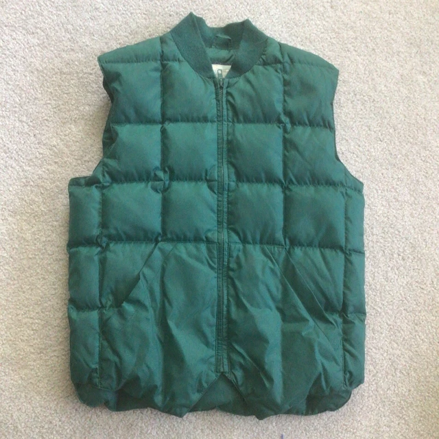 VINTAGE SEARS FIELDMASTER Quilted Puffer Green Vest Ski Mens Sz S Goose