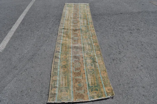 Antiker Teppich, Türkischer Teppich, 2,5x10,9 ft Läuferteppiche, Vintage...