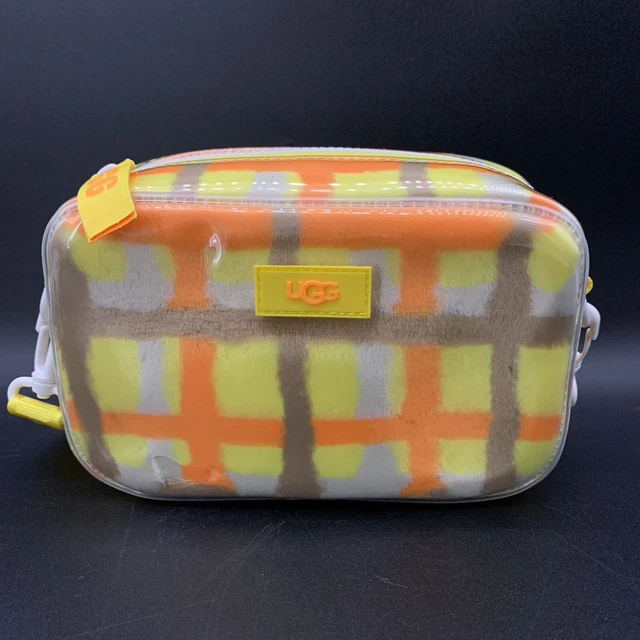 UGG Janey II Clear Fur Plush Crossbody Belt Bag Fanny Pack Orange Yellow Plaid UGG Janey II Clear Fur Plush Crossbody Belt Bag Fanny Pack Orange Yellow Plaid