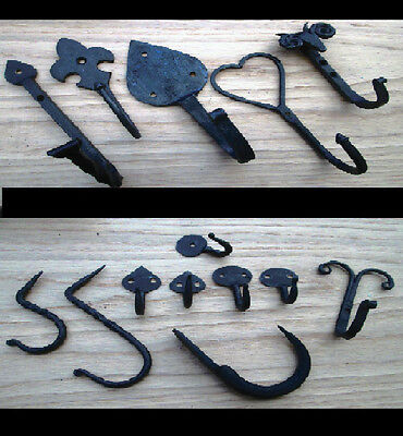 Hand Forged Wrought iron Old vintage Coat Hanging Hanger Hooks Blacksmith