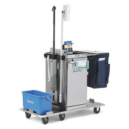 Tough Guy 54Xn41 Janitor Cart,2 Shelves,Silver,51-3/4" L