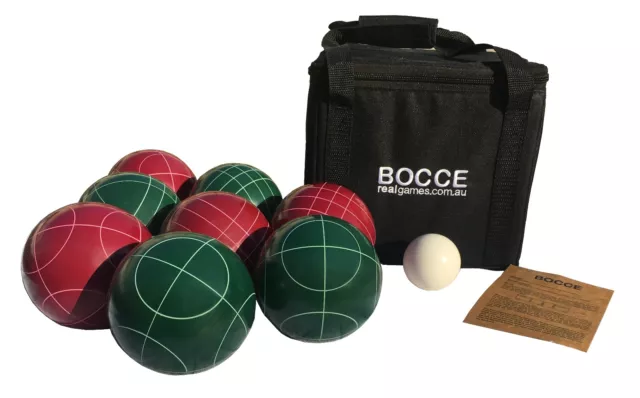 8 Bocce in Carry Bag 107mm - Premium Bocce balls in Red and Green