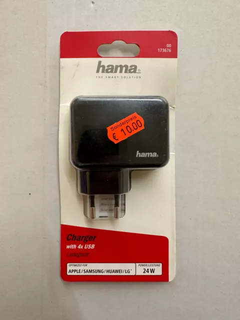 Hama 4-fach 00173676 USB-Ladegerät Steckdose Ausgangsstrom (max.) 4800 mA 4 x US