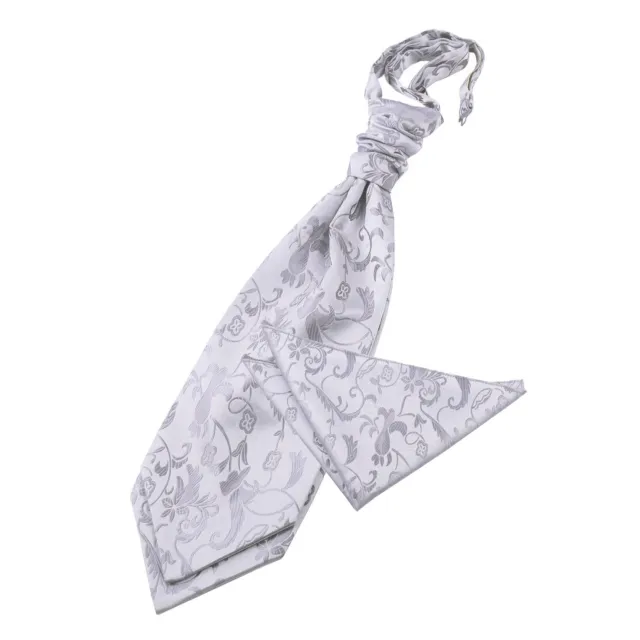 Silber gewebt Blumenmuster Herren Hochzeit vorgebunden Krawatte Taschentuch Set von DQT