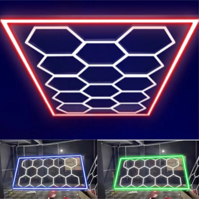 14Grid Hexagon LED-Beleuchtung Auto Detail Haus Garage Werkstatt Lamp Mit Umrand