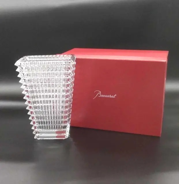 Baccarat Eye Base S Vase Flower Crystal square with box H 7.8"