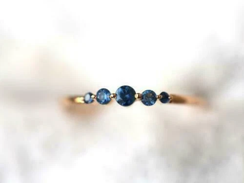 0.80Ct Round Cut Lab Created London Blue Topaz  Ring 14k Rose Gold Plated Silver
