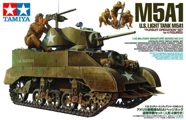 Tamiya 35313 1/35 Military Model Kit US Light Tank M5A1 Pursuit Operation Set