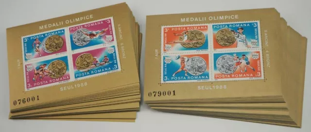 1988 Rumänien; 100 Blockserien Olympia, postfrisch/MNH, Bl. 250/51, ME 1000,-