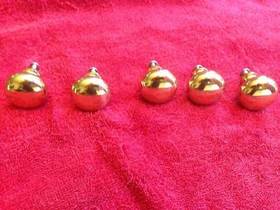 Lot 5 Solid Heavy Brass Cabinet Drawer Knobs Pulls 1 1/4" round gold tone MINT!