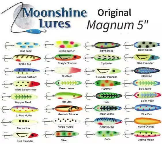 4pc Lot - MAG UV Holo Super Glow Salmon Trolling Spoons moonshine Fisher  Tackle