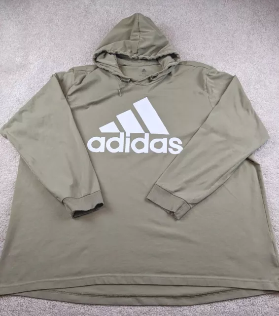 Adidas Graphic Hoodie Men's Size 4XL Olive Green Long Sleeve Lightweight