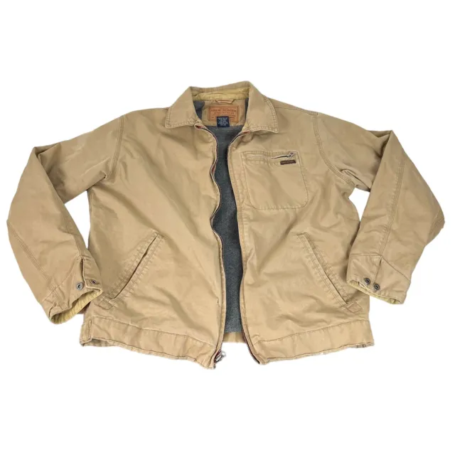 Abercrombie & Fitch Adult Large Beige Blouson Jacket Full Zip Fleece Lined Mens