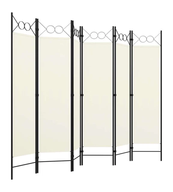 Paravento a 6 Pannelli Bianco Crema 240x180 cm