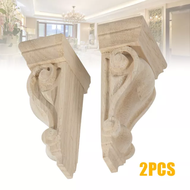 2 X Corbels Wooden Corbel Wood Timber Carved Corner Supports Raw AU