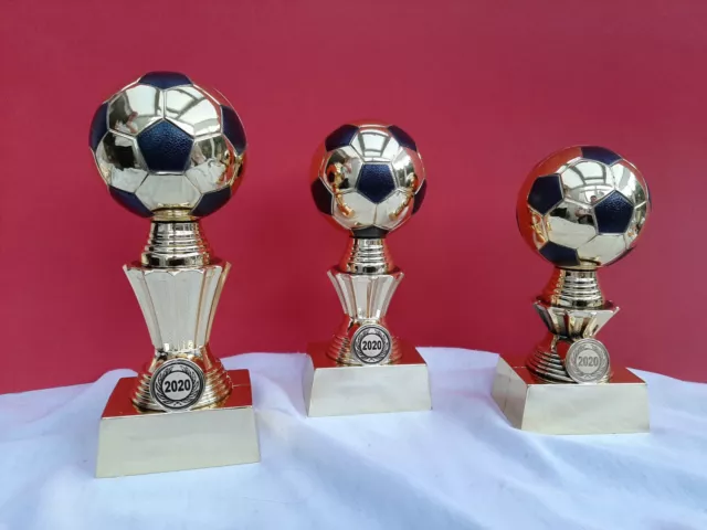 Pokal 3er Serie Fußball Pokale BALL gold  incl. Gravur NEU 2020