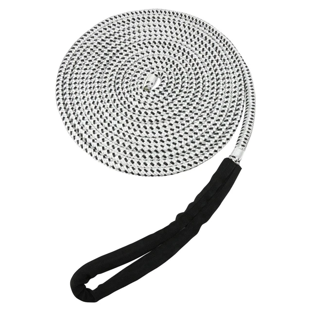 1/2 Inch×20FT Double Braid Nylon Dock Line Mooring Rope Dock Line White/Black