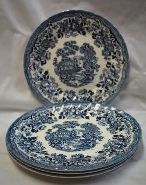 4-Churchill Blue Willow  Dinner Plates  England 10-1/4" Vintage