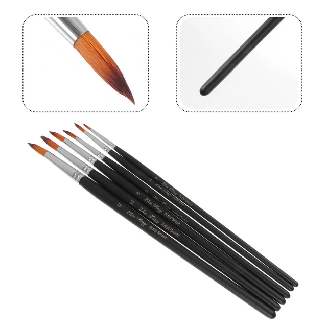 6Pcs Peinture Stylos Pinceaux à écrire Acrylique Détail Brosse